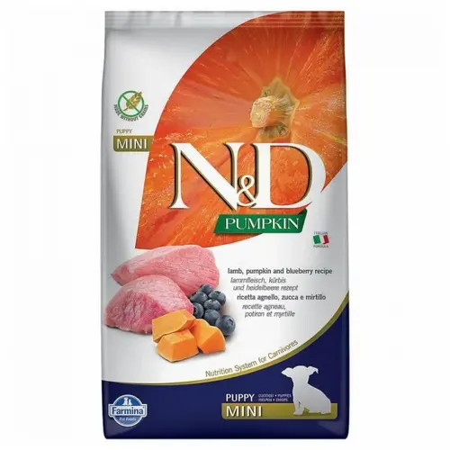 Farmina N&D Puppy MINI Grain-Free PUMPKIN СУХИЙ КОРМ Холістік цуценята дрібних порід (з ягням, гарбузом та чорницею) 800 г