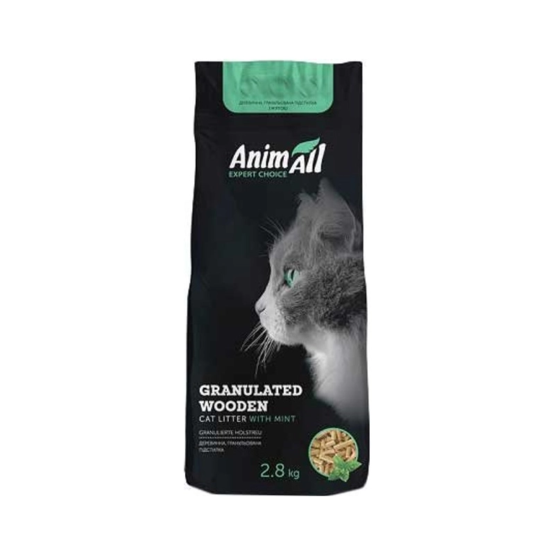 AnimAll наповнювач для котячого туалету 2.8 кг - деревний, з ароматом м'яти (4820224500423) 