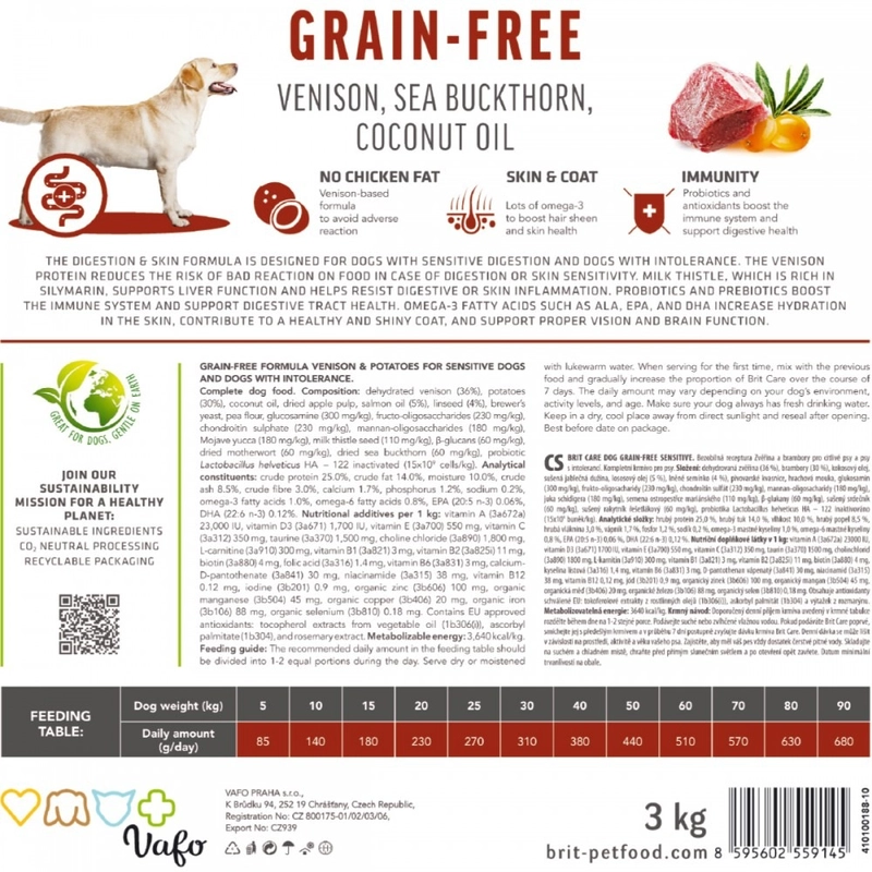 Brit Care Grain-Free Sensitive сухий корм для собак з чутливим травленням беззерновий 1 кг - з олениною (8595602559152)  - фото 4