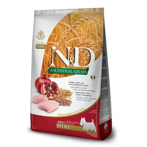 Farmina N&D Low Grain ADULT MINI Ancestral GRAIN Chicken & Pomegranate сухий низькозерновий корм для дорослих собак дрібних порід 2.5 кг - з куркою та