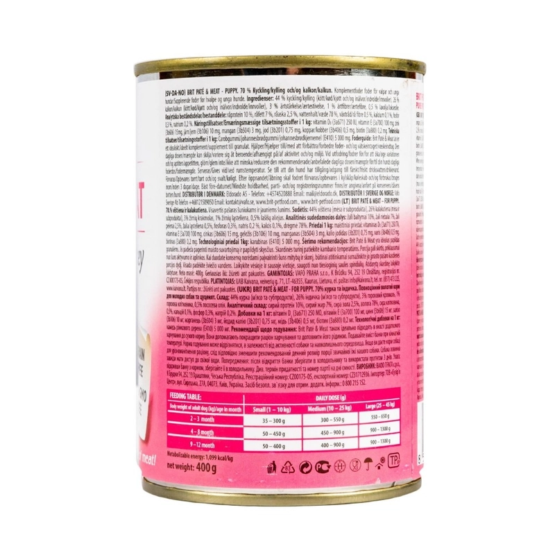 Brit Care PATE & MEAT Grain-Free Chiken and Turkey ADULT ВОЛОГИЙ КОРМ Супер-преміум собаки (з куркою та індичкою) 400 г  - фото 2