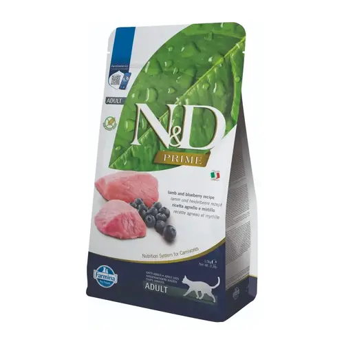 Farmina N&D Prime GF Adult Lamb&Blueberry сухий корм для котів 1.5 кг - з ягням та чорницею (8010276020208)