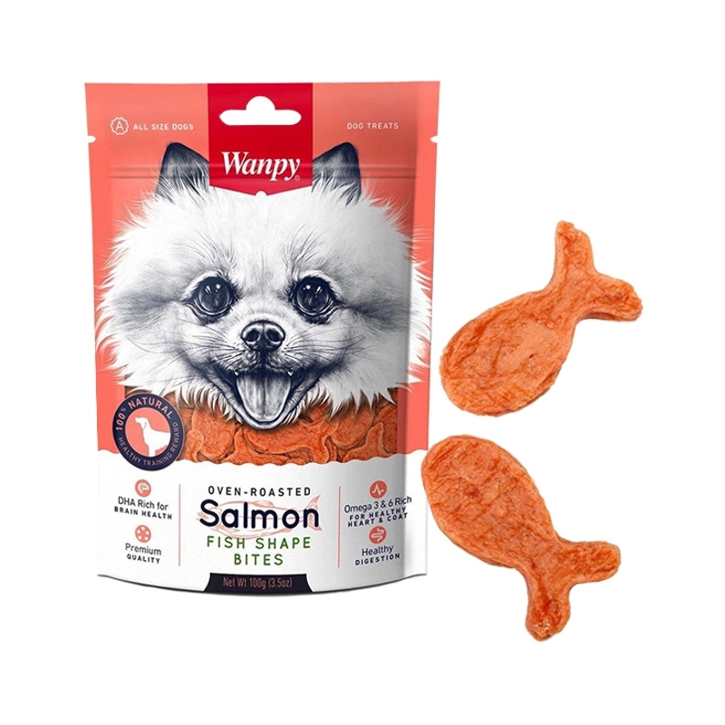 Wanpy Salmon Fish Shape Bites ЛАСОЩІ Premium собаки (з лосося та рибки) 100г 