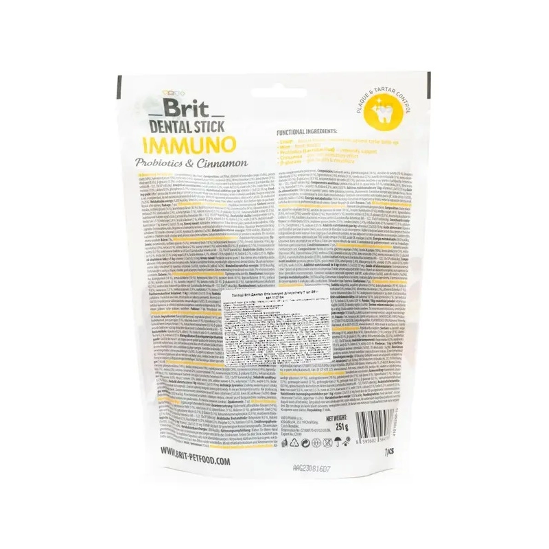 Brit Dental Stick Immuno ЛАСОЩІ Супер-преміум собаки (для міцного імунітету) 251г  - фото 1