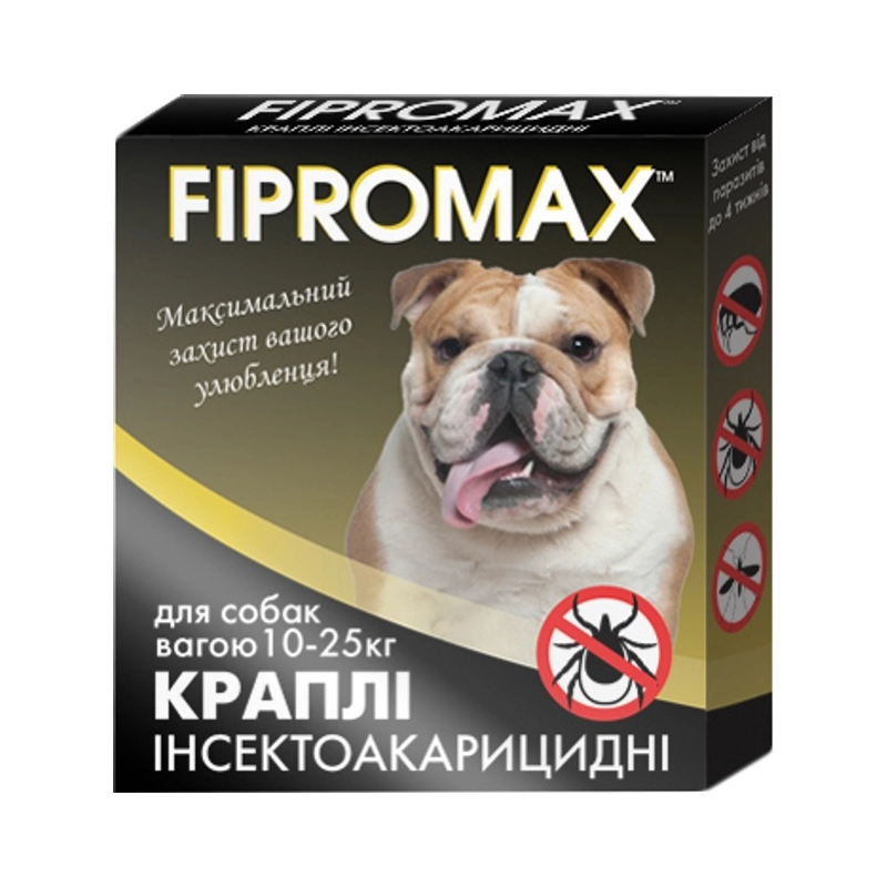 FIPROMAX краплі для собак середніх порід - від бліх і кліщів, 10-25 кг (4820237150035) 