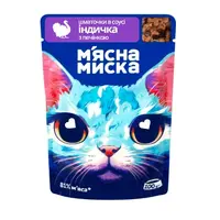 Мясная Миска влажный корм для кошек 100 г - с индейкой и печенью в соусе (4820255192383) 