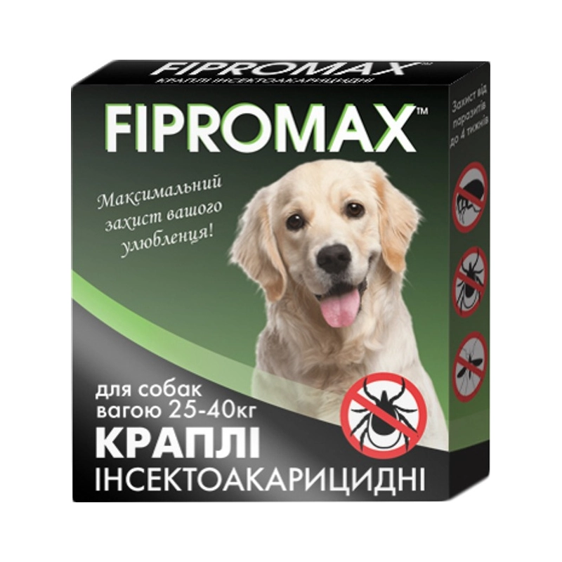 FIPROMAX краплі для собак середніх порід - від бліх і кліщів, 25-40 кг (4820237150042) 