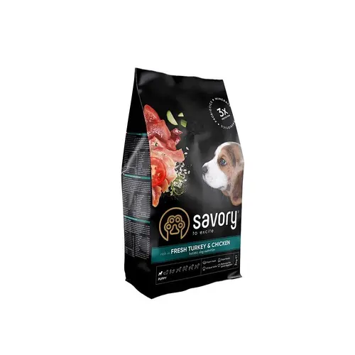 Savory Puppy All Breed Turkey & Chiken сухий корм для цуценят 3 кг - індичка та курка (4820232630297)