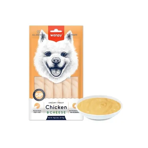 Wanpy Creamy Treats Chicken&Cheese ЛАСОЩІ Premium собаки (рідкі стіки) 70 г