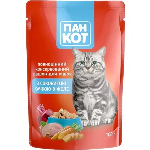 Пан Кот ВОЛОГИЙ КОРМ Економ коти (з качкою) 100 г