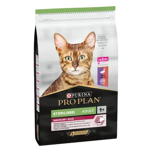 Purina Pro Plan Sterilised Adult 1+ Savoury Duo сухий корм для стерилізованих котів 10 кг - з качкою та печінкою (7613033566547)