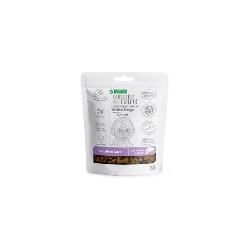 Nature's Protection Superior Care White Dogs Sensitive Care с лососем лакомство для щенков с рыжим окрасом шерсти 150 г (4771317476579) 