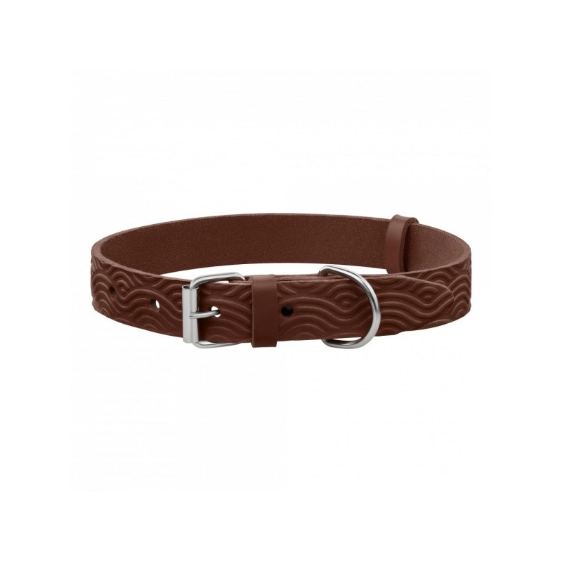 BronzeDog Classic нашийник для собак M - з тисненням Хвиля, шкіряний, коричневий (2007033047406) 