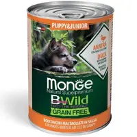 Monge Dog Wet Bwild Grain Free Puppy & Junior Duck ВОЛОГИЙ КОРМ Супер-преміум цуценята (з качкою, гарбузом та цукіні) 400 г 