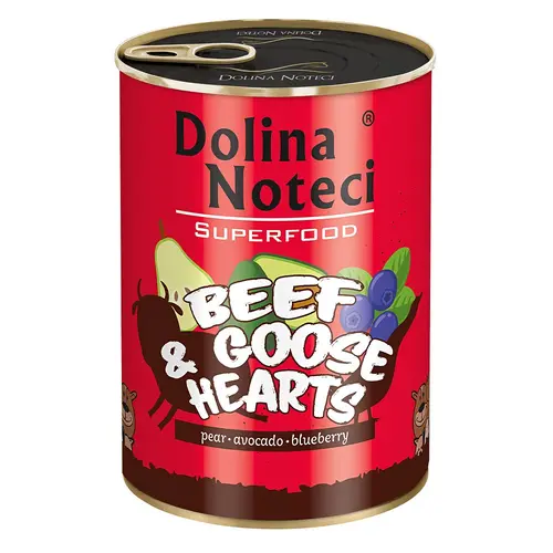 Dolina Noteci Superfood влажный корм для собак 400 г - из говяжьих и гусиных сердец (5902921303640)