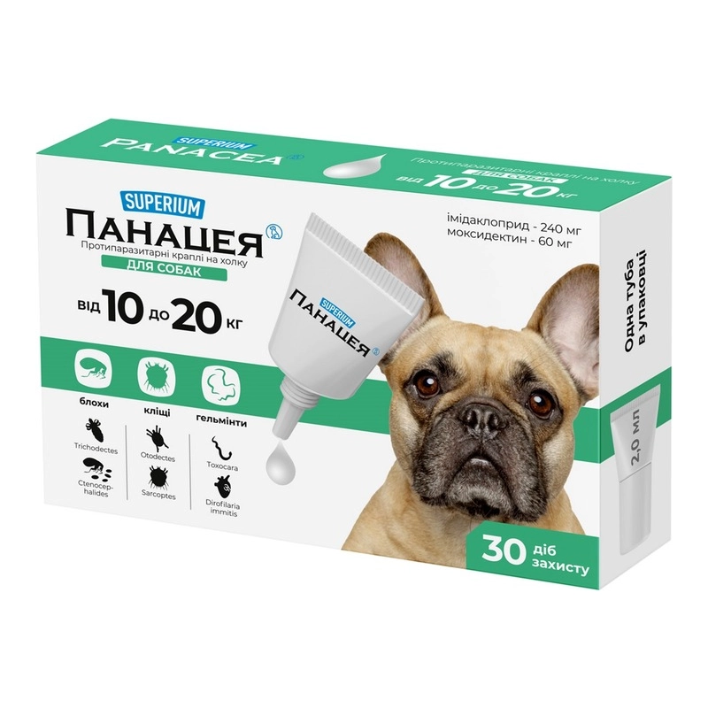 SUPERIUM Панацея краплі протипаразитарні для собак 1 піпетка - 10-20 кг (4823089362489) 