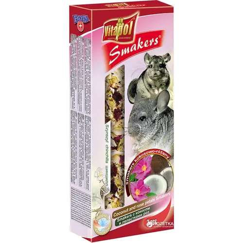 Lolopets колосок для шиншил 90 г - кокос і пелюстки троянди (5904479016058)