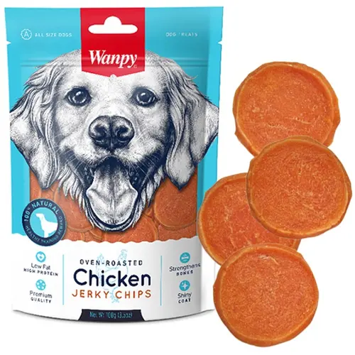 Wanpy CHICKEN JERKY CHIPS ЛАСОЩІ Premium собаки (курячі чіпси) 100 г