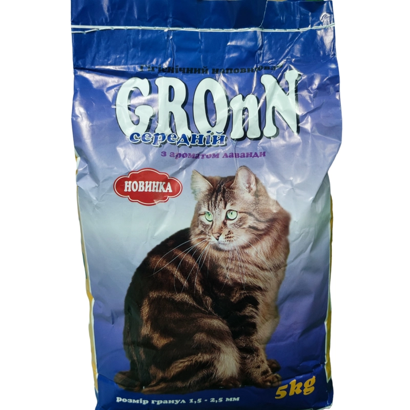 GronN наповнювач для котячого туалету 5 кг - бентонітовий, з ароматом лаванди, середній (4841046000182) 