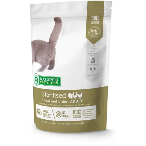 Nature's Protection Sterilised Adult сухий корм для стерилізованих котів 400 г - з домашнім птахом (4771317457752)
