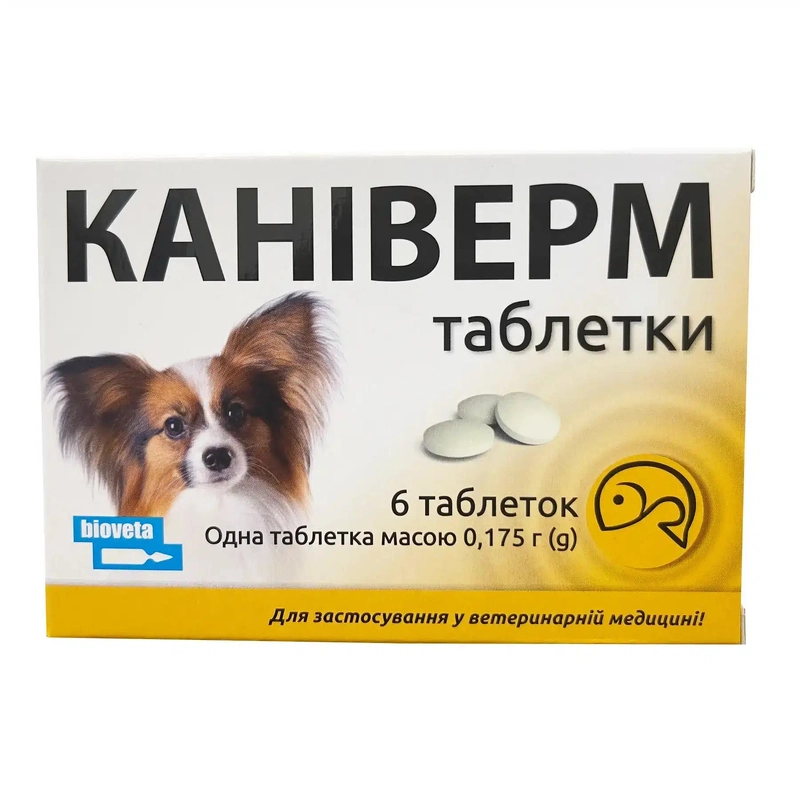 Bioveta Каніверм таблетки для котів та собак 1 таблетка - від глистів (4820150208530) 
