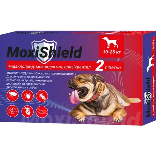 MoxiShield краплі для собак 3 мл/1 піпетка - від бліх і кліщів, 10-25 кг (4820150208189)