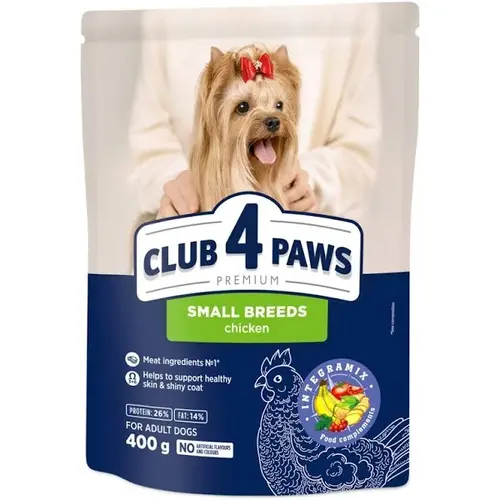 Club 4 Paws Premium ADULT Small Breeds Chiken СУХИЙ КОРМ Premium собаки малих порід (з куркою) 400 г