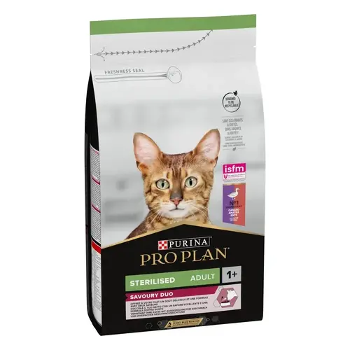 Purina Pro Plan Sterilised Adult 1+ Savoury Duo сухий корм для стерилізованих котів 1.5 кг - з качкою та печінкою (7613036732369)