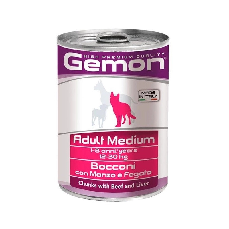 Gemon Dog Medium ADULT Chunks with Beef & Liver ВОЛОГИЙ КОРМ Економ собаки середніх порід (з яловичиною та печінкою) 415 г 