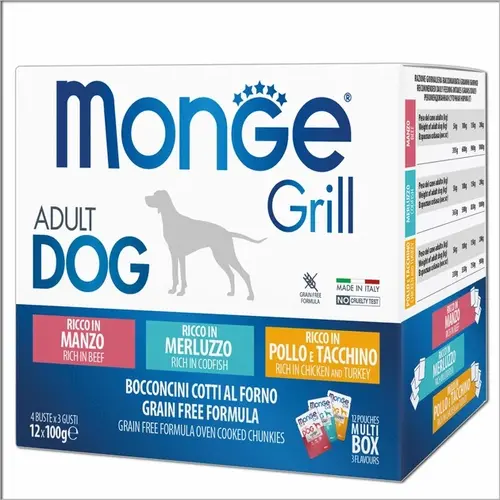 Monge Dog Wet Grill Mix влажный корм для собак 100 г - с треской, курицей и говядиной (8009470017510)