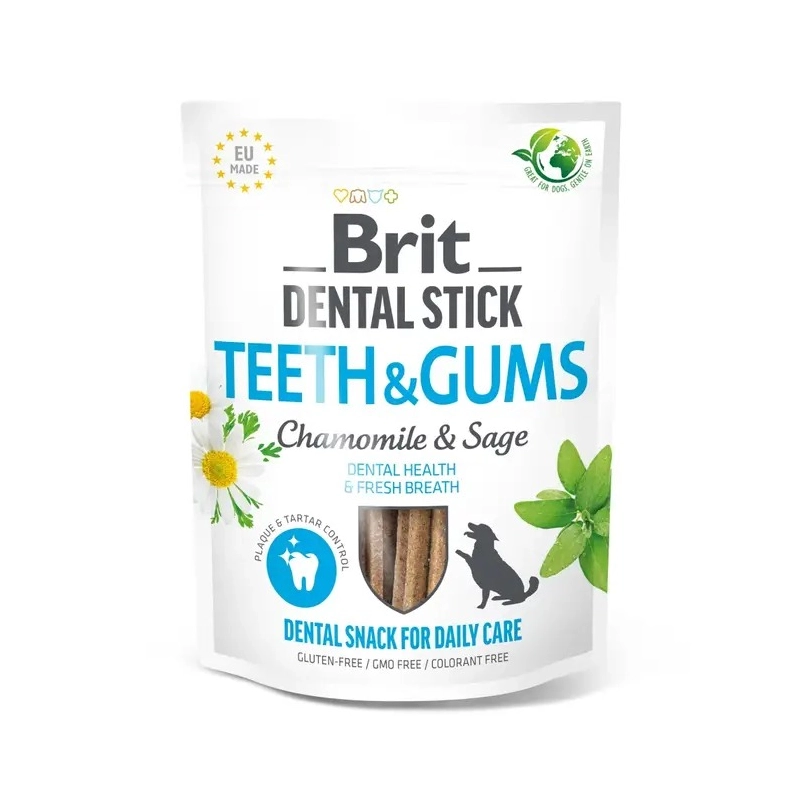 Brit Dental Stick Teeth&Gums ЛАСОЩІ Супер-преміум собаки (ромашка і шавлія) 251 г 