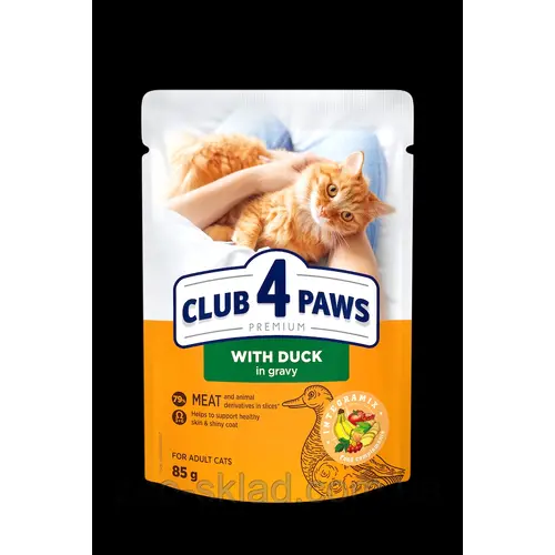 Club 4 Paws Premium With Duck ВОЛОГИЙ КОРМ Premium коти (з качкою в соусі) 85 г