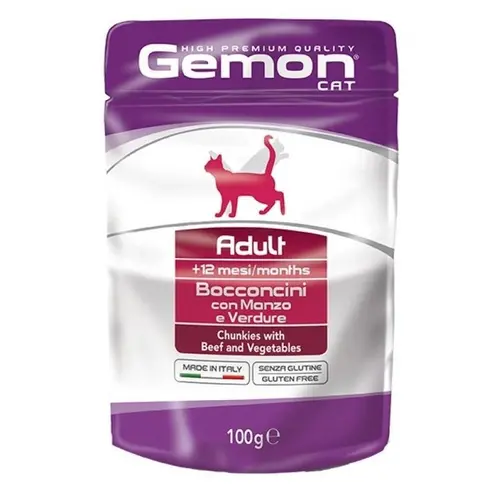 Gemon Adult Bocconcini ВОЛОГИЙ КОРМ Економ коти (з яловичиною та овочами) 100 г