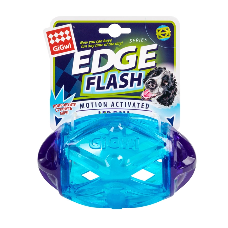 GiGwi Edge Flash Регбі м'яч іграшка для собак 15 см - що світиться, гумова (4823089351841) 