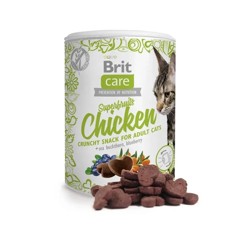 Brit Care Superfruits Chicken Crunchy Snack ЛАСОЩІ Супер-преміум коти (з куркою обліпихою та чорницею) 100 г  - фото 2