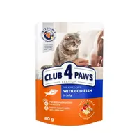 Club 4 Paws Premium With Cod Fish ВОЛОГИЙ КОРМ Premium коти (з тріскою в желе) 80 г 