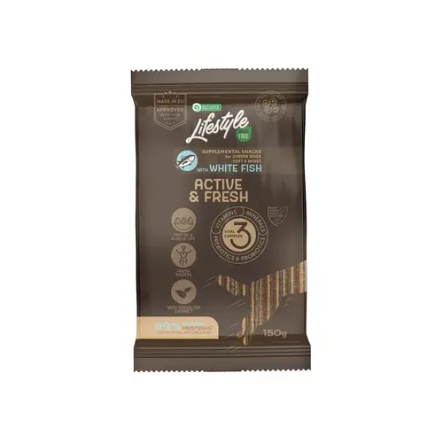 Nature's Protection Lifestyle Grain Free White fish Active & Fresh лакомство для щенков всех пород 150 г - с белой рыбой (4771317472038)