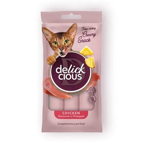 Delickcious Creamy Snack ЛАСОЩІ Premium коти (з куркою та ананасом) 15 г