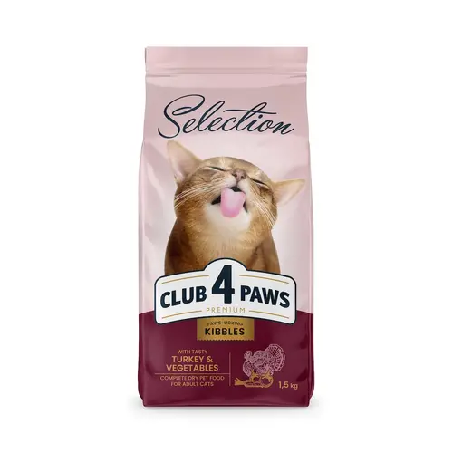 Club 4 Paws Premium Selection KIBBLES СУХИЙ КОРМ Premium коти (з індичкою та овочами) 1,5 кг