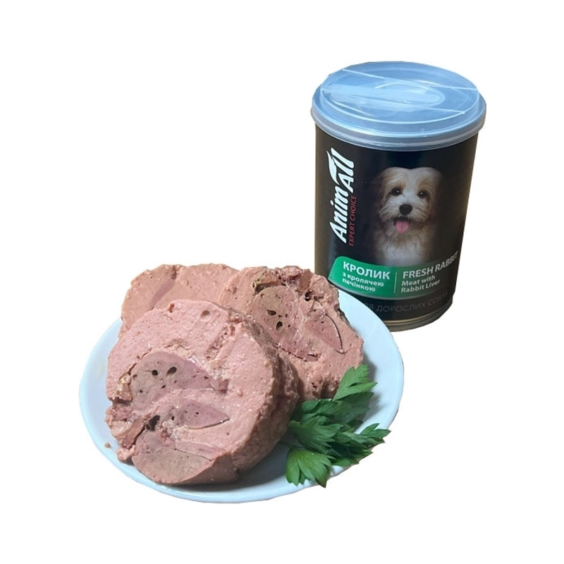 AnimAll Rabbit with Rabbit Liver Adult ВОЛОГИЙ КОРМ Holistic собаки (з кроликом та кролячою печінкою) 375 г 