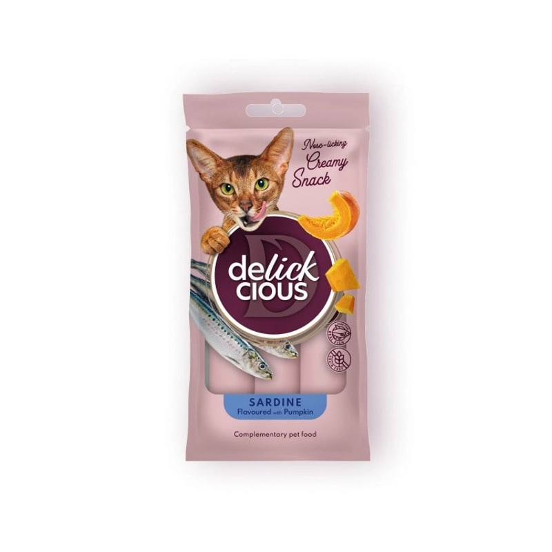 Delickcious Creamy Snack ЛАСОЩІ Premium коти (з сардиною та гарбузом) 15 г 