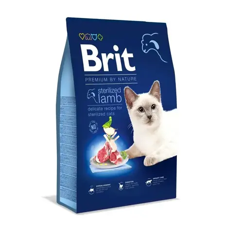 Brit Premium Sterilized сухий корм для стерилізованих котів 8 кг - з ягням (8595602540723)