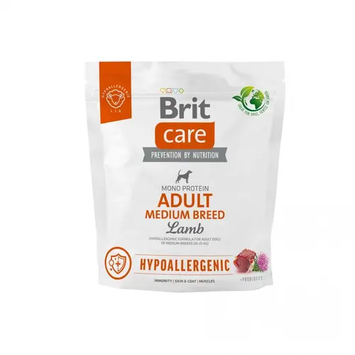 Brit Care Hypoallergenic Mono Protein ADULT Medium Breed Lamb сухий корм для собак середніх порід гіпоалергенний 1 кг - з ягням (8595602559039)