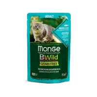 Monge Bwild Grain Free влажный корм для кошек 85 г - с треской, креветками и овощами (8009470012768) 