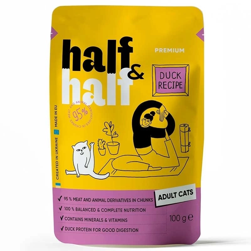 Half&Half Duck Recipe Adult ВОЛОГИЙ КОРМ Premium коти (з качкою в соусі) 100 г 
