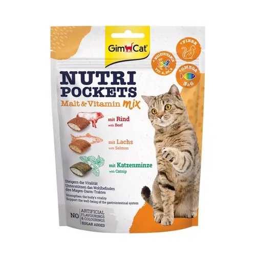 GimCat Nutri Pockets ЛАСОЩІ Супер-преміум коти (з мультивітамінами мікс) 150 г