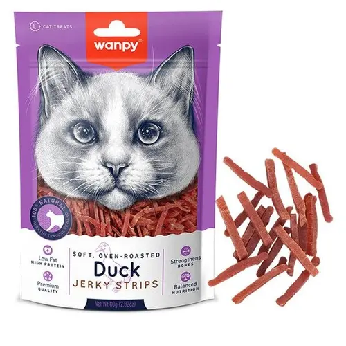 Wanpy Soft Duck Jerky Strips ЛАСОЩІ Premium коти (в'ялене філе) 80 г