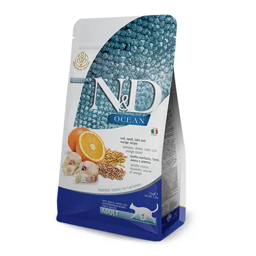 Farmina N&D Ocean GF Adult Codfish&Orange сухий корм для котів 10 кг - з тріскою та апельсинами (8010276036889)