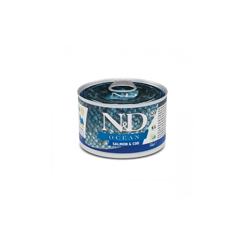 Farmina N&D Grain Free OCEAN SALMON & COD ADULT MINI ВОЛОГИЙ КОРМ Холістік собаки дрібних порід (з лососем та тріскою) 140 г 
