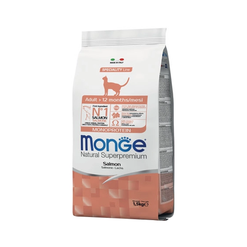 Monge Monoprotein Salmon Adult Natural СУХИЙ КОРМ Супер-преміум коти (з лососем) 1.5 кг 